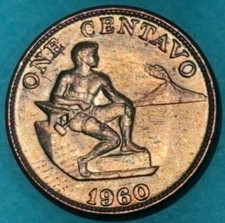 HIGH GRADE AU/UNC 1960 US PHILIPPINES 1 CENTAVO COIN-FEB333