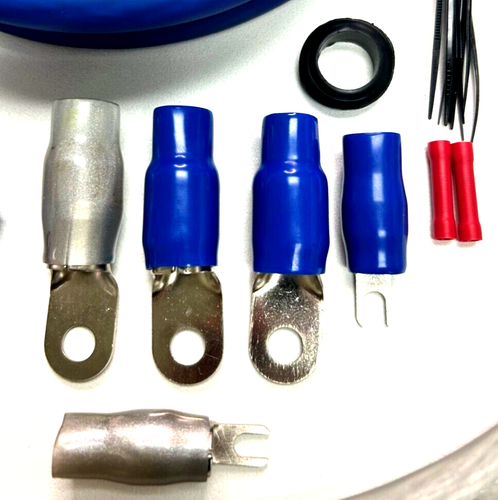 4000 WATT BLU CALIBRO 1/0 AWG KIT AMPLIFICATORE IMPIANTO CABLAGGIO - Foto 3 di 11