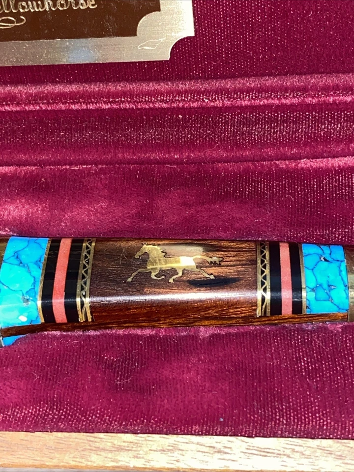 Cuchillo Buck de hoja fija David Yellowhorse personalizado 102 caballo (mustang)-caja de madera Foto 4 de 4