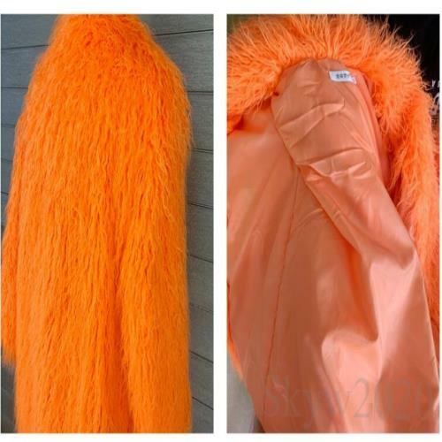 Womens Faux Mongolian Lamb Sheep Fur Coat Long Hair Overcoat Outwear Warm Jacket - Picture 19 of 26