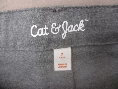NWT Cat&Jack Size 7 Kids Unisex Gray Adjustable Waist Pockets Chino Shorts 303 - Picture 3 of 6