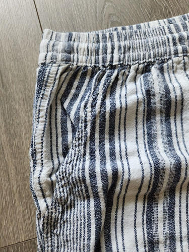 Time & Tru Linen Blend Shorts Women's XXL 20 Relaxed Pull On White Blue Stripe - Picture 3 of 12