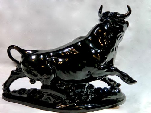 Vintage Large Black Porcelain Bull Figurine / Statue - Picture 7 of 15