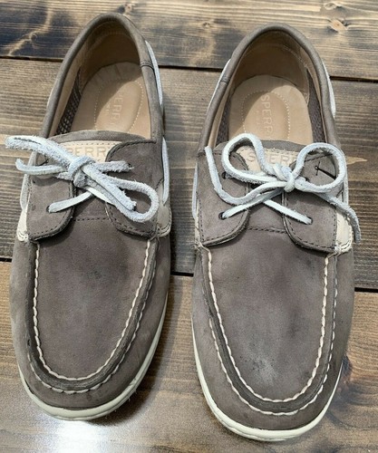 Sperry Koifish Brown Leather Mesh Boat Shoe Loafers Anchor Women 7.5 - Picture 1 of 10