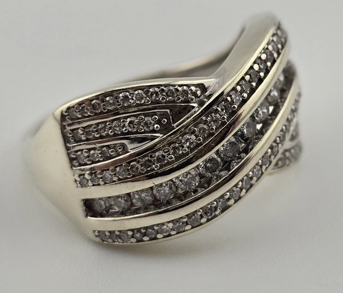 3.91g 9ct White Gold 0.5ct Natural Diamond Wrap Wave Ring Size L 375 chunky 9kt - Picture 14 of 22