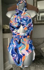 Stunning Shien Blue And Orange Wraparound Bikini 3XL/22