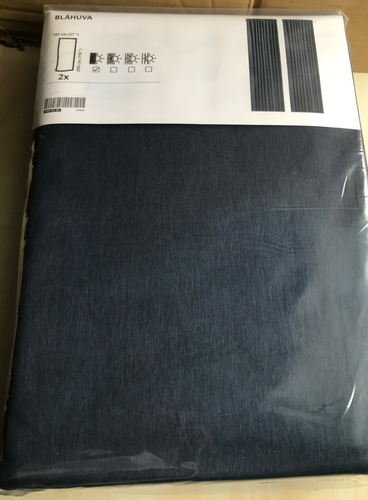 Ikea Blahuva Dark Blue Black out Curtains PAIR 145X300cm Drop LONG Heading Tape