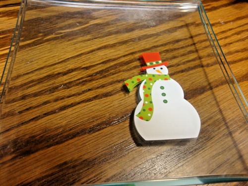 Set 4 PAMPERED CHEF Snowmen Appetizer Christmas Dessert 6"x6" Square Plates U12 - Picture 7 of 7