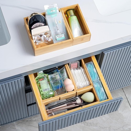 Schubladen Organizer Set Bambus Holz Aufbewahrungsboxen Eimer poliert stabil nachhaltig - Bild 24 von 25