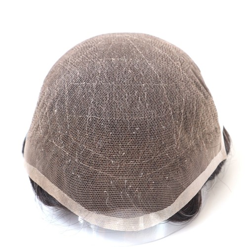 Mens Toupee Human Hair Replacement System French Lace Front Hairpiece Q6 #1B10 - Picture 8 of 9