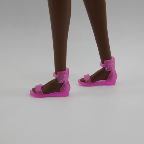 Barbie Fashionistas 195 Doll Shoes Pink Jelly Sandals Made To Move Flats HJT14 F - Picture 5 of 12