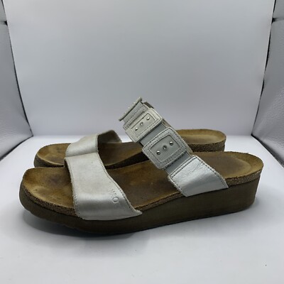 NAOT Ashley Wedge Sandals Slides Sz 37 US 6/ Metallic