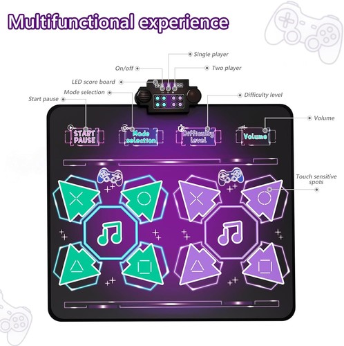 Kids Dance Mat Toys,2-Player Dance Pad Gifts for Girls Boys Toddlers 3-8 + Year - Picture 6 of 7