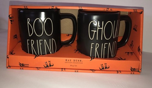 Rae Dunn Couples Mugs “Boo Friend Ghoul Friend gift set 2 Valentines Halloween - Picture 4 of 11