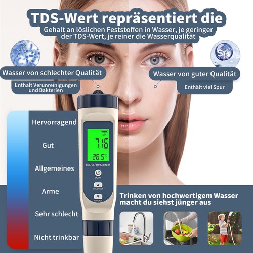 5in1 PH Wert Wasser Messgerät Digital Messer Tester Aquarium Pool Prüfer pH 0-14 - Bild 16 von 24