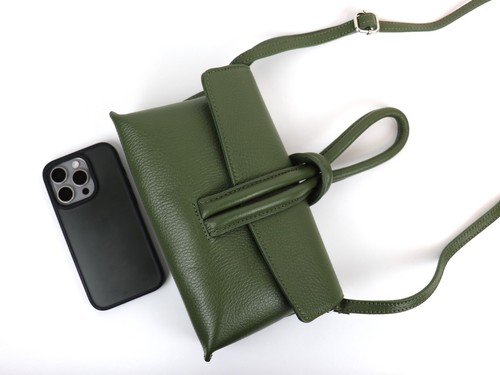 Italian Leather Handbag with Detachable Straps Handmade Leather Versatile Clutch - Picture 150 of 189
