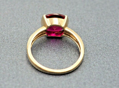 Women Ring 9ct Gold Synthetic Ruby Diamond Cocktail Ring Fine Vintage Jewellery - Picture 4 of 11