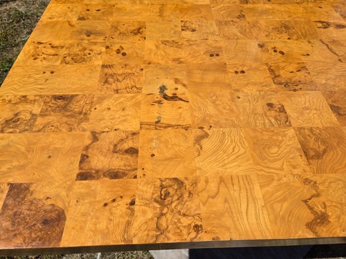 Roche Bobois olive,elm burl,marble base,patchwork dining table - Picture 8 of 24