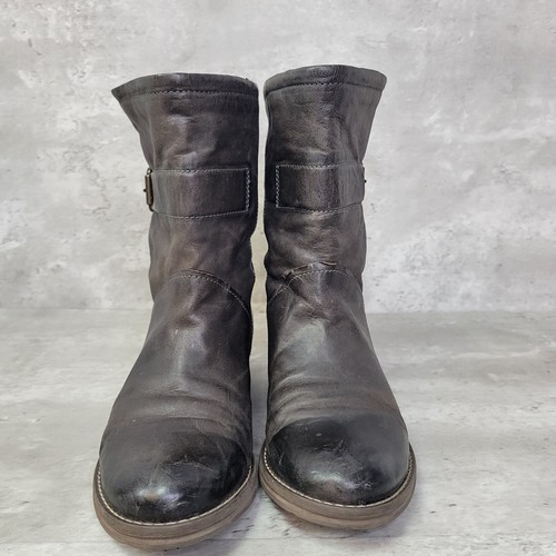 Clarks Boots Womens Size 9 Mens Size 6 Brown Side Buckle Narrative Moto Leather - Picture 2 of 12