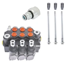 3 Spool Hydraulic Directional Control Valve Double 11GPM w/ Conversion Plug