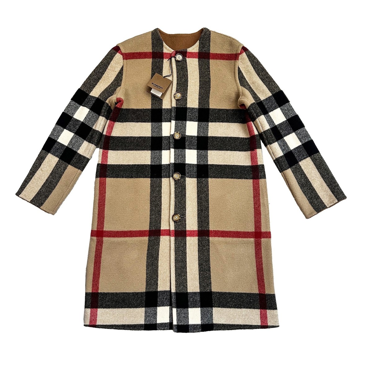Burberry★素敵!Tisbury Check Reversible Wool Coat New Authentic Burberry Tisbury Reversible House Check/ Mid