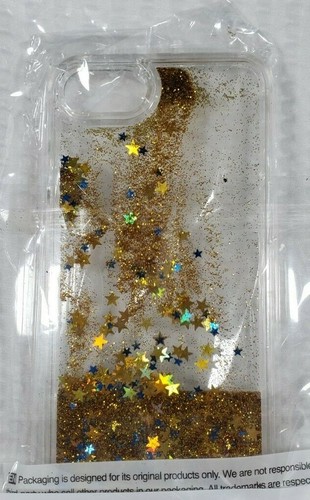 For iPhone 7 Liquid Glitter Case With Stars - Gold - Picture 2 of 3