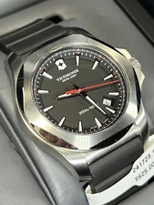 VICTORINOX INOX Men’s Swiss Quartz Watch Black Rubber Strap V241723 20ATM Ø43m