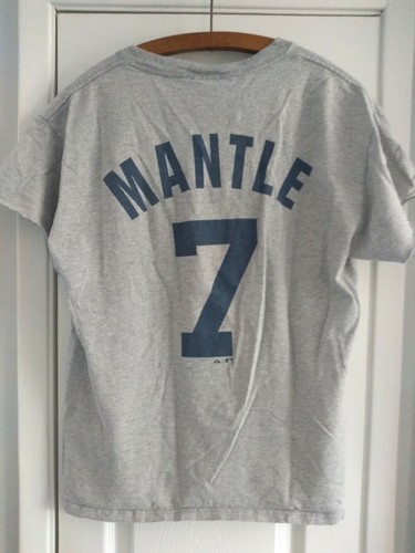 Majestic New York Yankees Mickey Mantle #7 Gray Medium T-Shirt. Tee has been cut - 第 2/10 張圖片