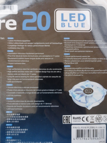 BLUE GAMING CASE Fan Thermaltake Pure 20 LED 200mm x 30 mm CL-F016-PL20BU-A NEW - Picture 5 of 6