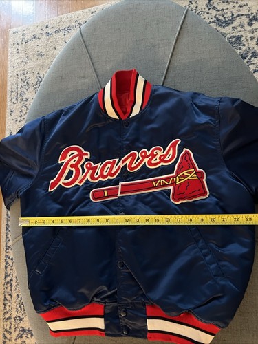 Vintage Large 90s Starter Diamond Collection Atlanta Braves MLB Satin Jacket - Picture 9 of 13