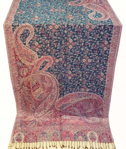 LUXURIOUS SILK PASHMINA LARGE REVERSIBLE KASHMIR CASHMERE SHAWL THROW WRAP SCARF - Picture 4 of 6