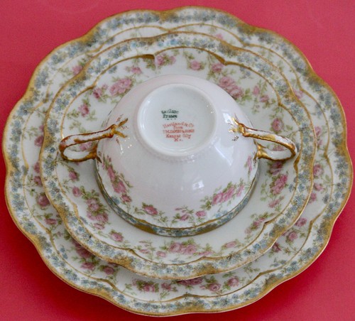 Haviland Limoges Cup Saucer Plate Trio Schleiger 271A Pink ROSES Double Gold - Picture 7 of 9
