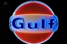 Gulf Dealer Gasoline Gas Oil 24"x24" Neon Light Lamp Sign With HD Vivid Printing