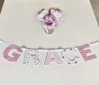 Personalised Girls Fabric Bunting Baby Name Pink Stars Nursery £2.30PER LETTER