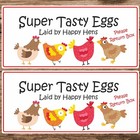 34 Super Tasty Eggs Laid by Happy Hens egg box stickers labels please return box