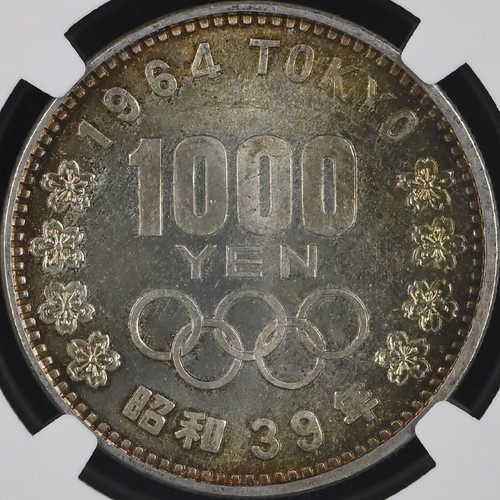 JAPAN. 1964, 1000 Yen, Silver - NGC MS64 - Tokyo Olympics, Mt. Fuji, Toned 11 - Picture 5 of 5
