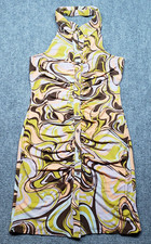 Rue21 Dress Womens L Multicolor Bodycon Collared Sleeveless Retro New