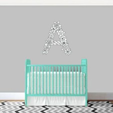 Custom Floral Monogram Printed Wall Decal - Nursery, Kids, Baby, Wedding, Flower