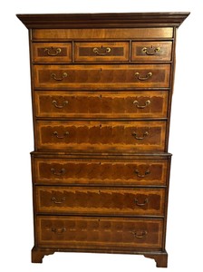 Antique Oysters Walnut Chest On Chest. Rare.