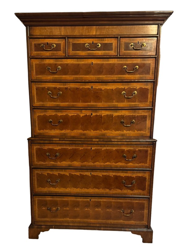 Antique Oysters Walnut Chest On Chest. Rare.
