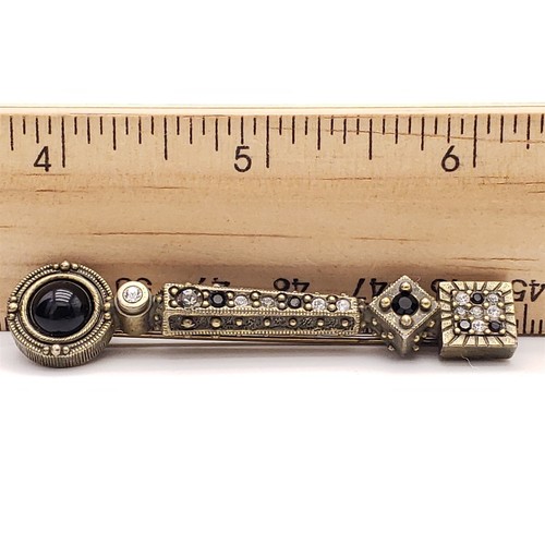 Patricia Locke Victorian Bar Pin - Swarovski Onyx Black & White Collection - Picture 9 of 13