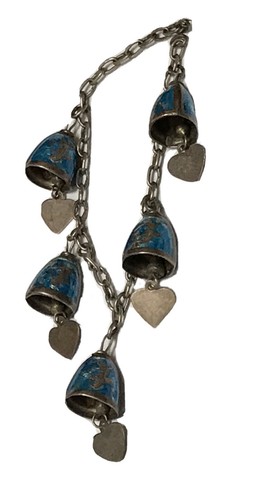 SIAM STERLING SILVER BLUE ENAMEL BELL HEART CHARM
