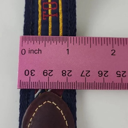 Tommy Hilfiger Brown and Navy Nautical Shields Crest Belt Size 35" - 38" - Picture 7 of 7