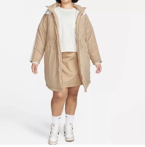 Nike Sportswear Essential Women's Hooded Puffer Jacket Tan SZ. 1X, 2X NWT $165 - Picture 3 of 5