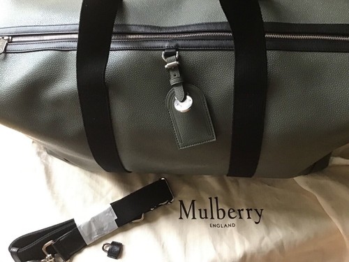 Mulberry Heritage Medium Clipper Holdall Weekend/Carry on Bag BNWT Grey/green - Picture 4 of 15