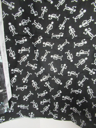 Fabric Tradition 2 PCS Halloween Witch Flight&Skeletons Glitter Cotton Fabric - Picture 5 of 5