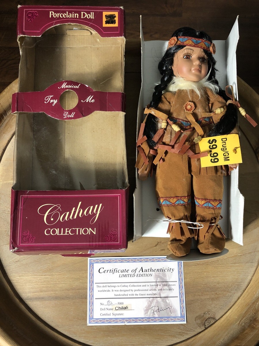 Cathay Collection Musical Porcelain Native American Doll 392