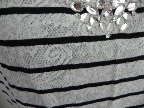 Womens Lane Bryant Striped Lacy Design Rhinestone Scoop Neck Sleeveless Tank Top - Picture 26 of 27