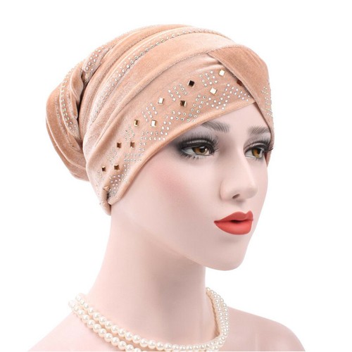 Samt muslimische Frauen Hijab Kopf Halstuch Haarausfall Turban Mütze Chemokappe Schal Motorhaube - Bild 8 von 23