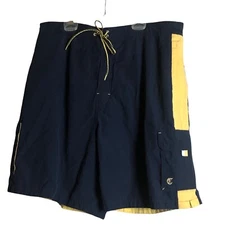 Cremieux Beach Wear Men’s size XL Cotton Blend Navy/Yellow Lightweight Pockets